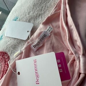 Beginning Boutique Ariella Pink Satin Strapless Maxi Dress